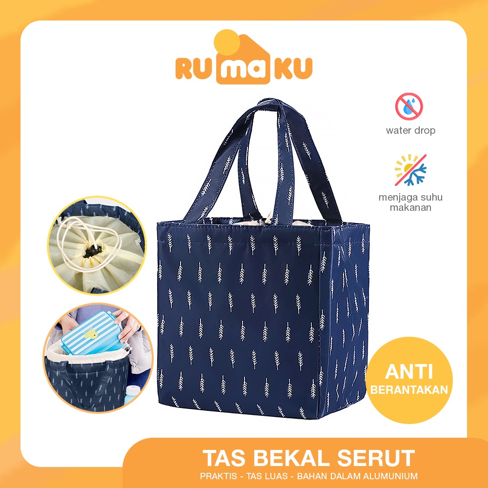 Rumaku Tas Bekal Lunch Bag Tas Penyimpanan Kotak Makan dengan Aluminium Foil Tahan Panas