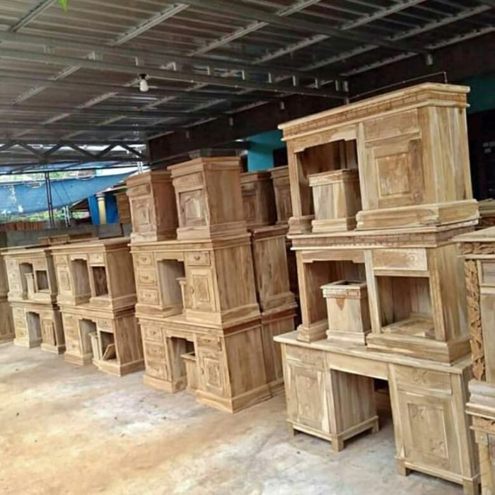 RAY meja rias tolet jati mentah motif rahwana gebyok jawa