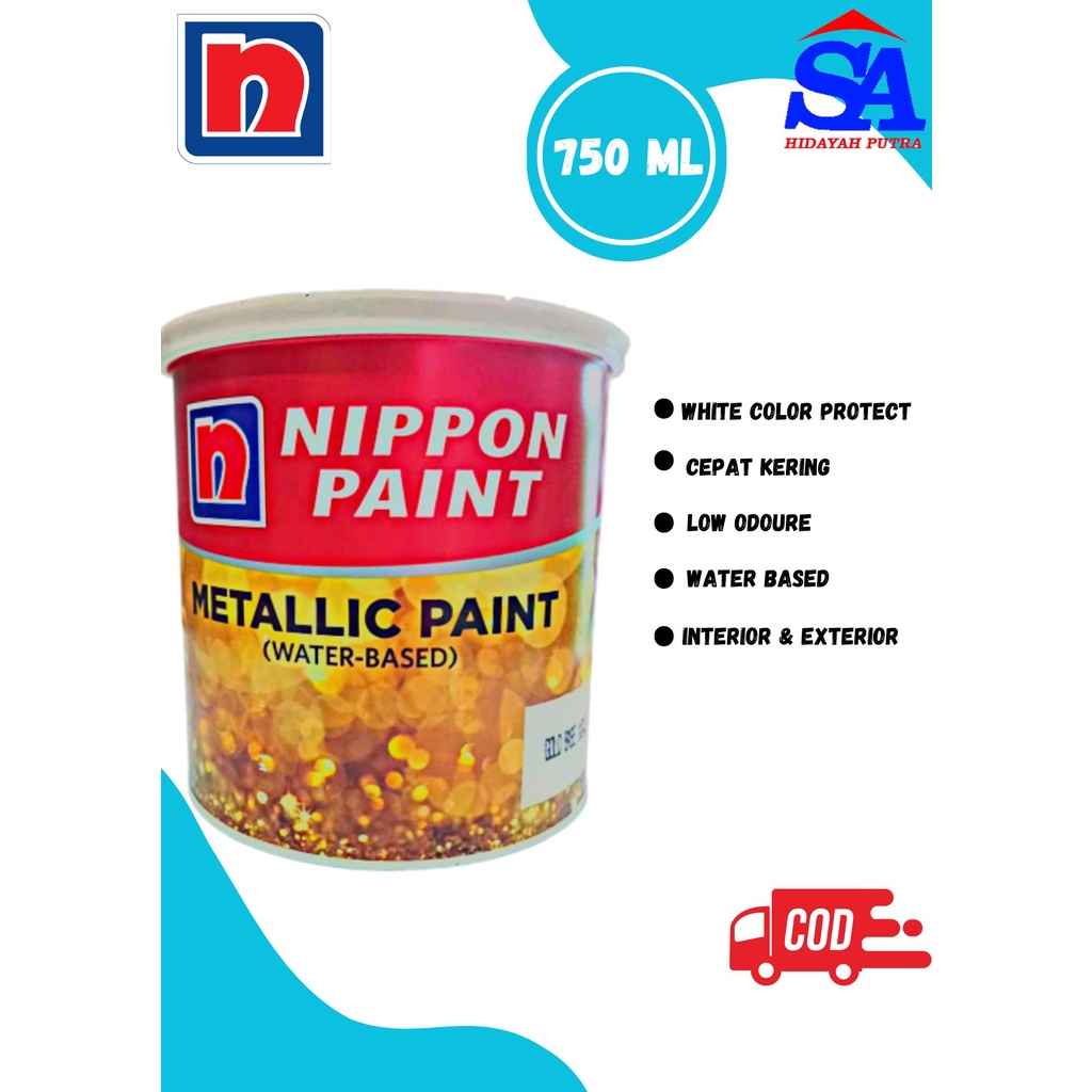 CAT NIPPON PAINT METALIC PAINT 750 ML GOLD BASSE / CAT Cat waterbased Kayu Besi Logam Nippon Paint Metalic Paint CAT TEMBOK DINDING RUMAH