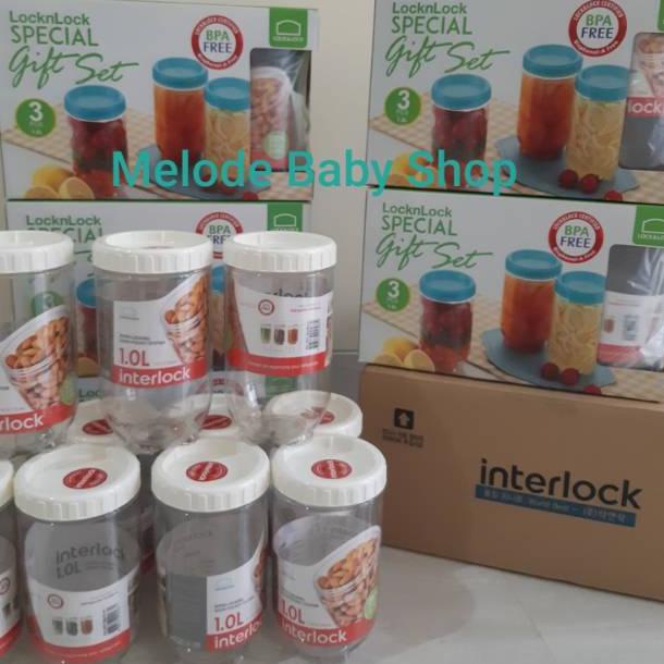 SPECIAL PRICE [Lock n Lock] Interlock Special Gift Set (Toples Lebaran isi 3pcs @1L dapat box)