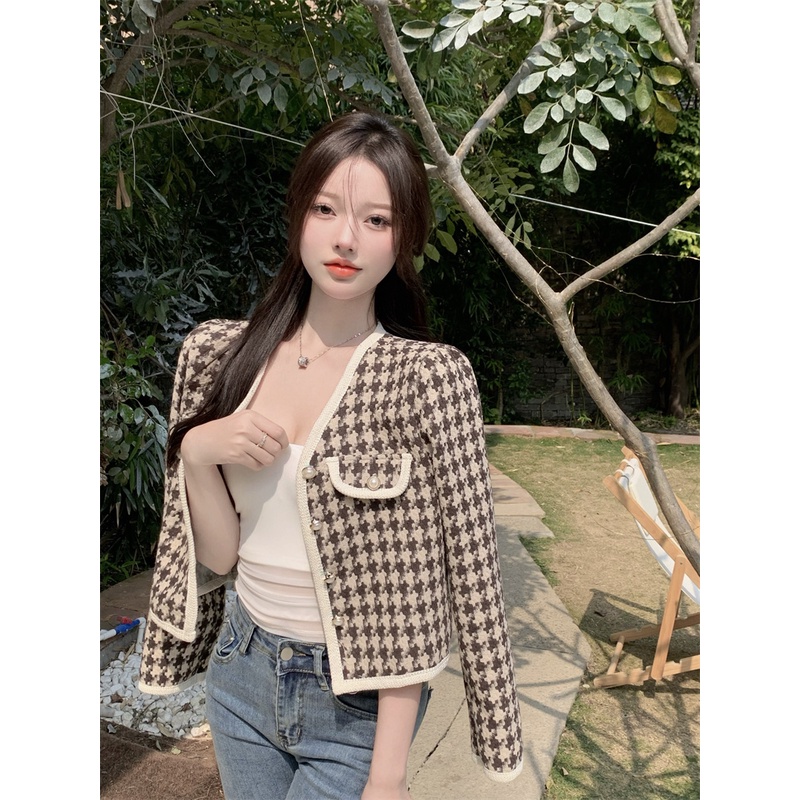 EUNII Jaket Wanita Terbaru Lengan Panjang Retro Jacket Korean Style Baju Wanita