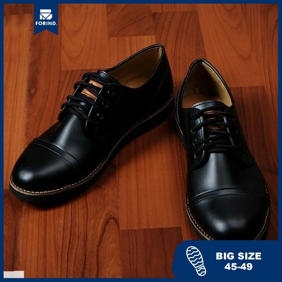 Legacy Pedro Black | Sepatu Pantofel Pria Oxford Shoes Footwear Jumbo Big Size 45-49 Besar | FORIND x Footstep