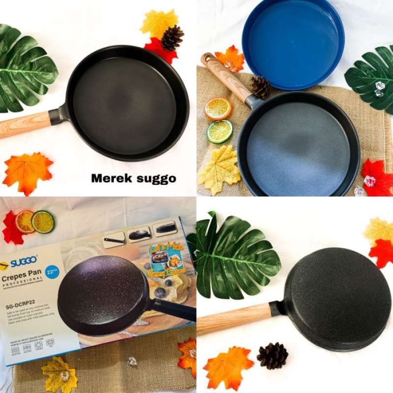 Crepes Pan Maker 22 CM Suggo Tidak Dapat Wajan Biru Kwalik Crepe Teflon Cetakan Kulit Lumpia Leker A