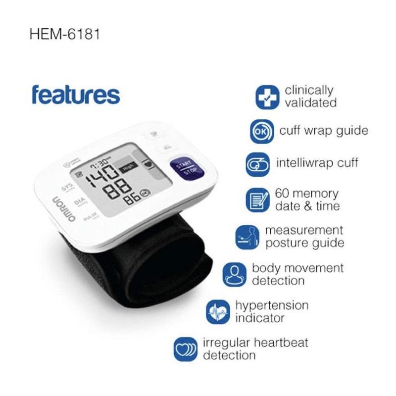 TENSIMETER DIGITAL PERGELANGAN TANGAN OMRON HEM 6181 / OMRON WRIST BLOOD PRESSURE MONITOR HEM 6181