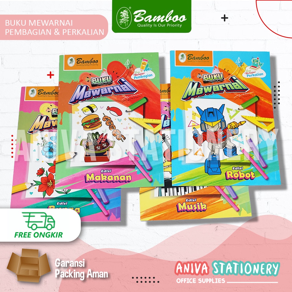 

BAMBOO BUKU GAMBAR MEWARNAI ANAK - SERI PEMBAGIAN DAN PERKALIAN (1 PCS)