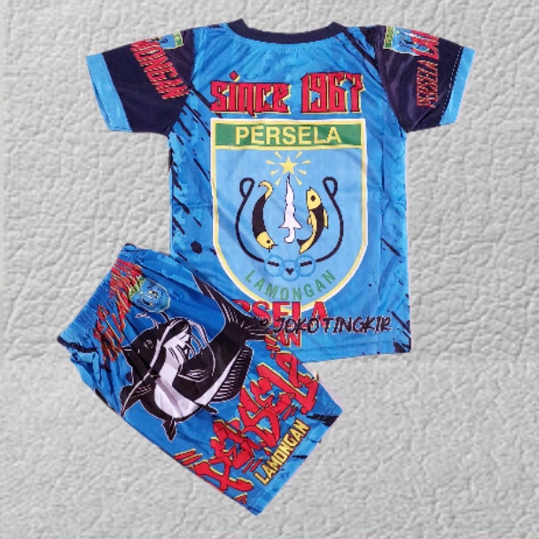 setelan baju bola printing persela lamongan/baju bola anak persela lamongan suporter 5-12 th