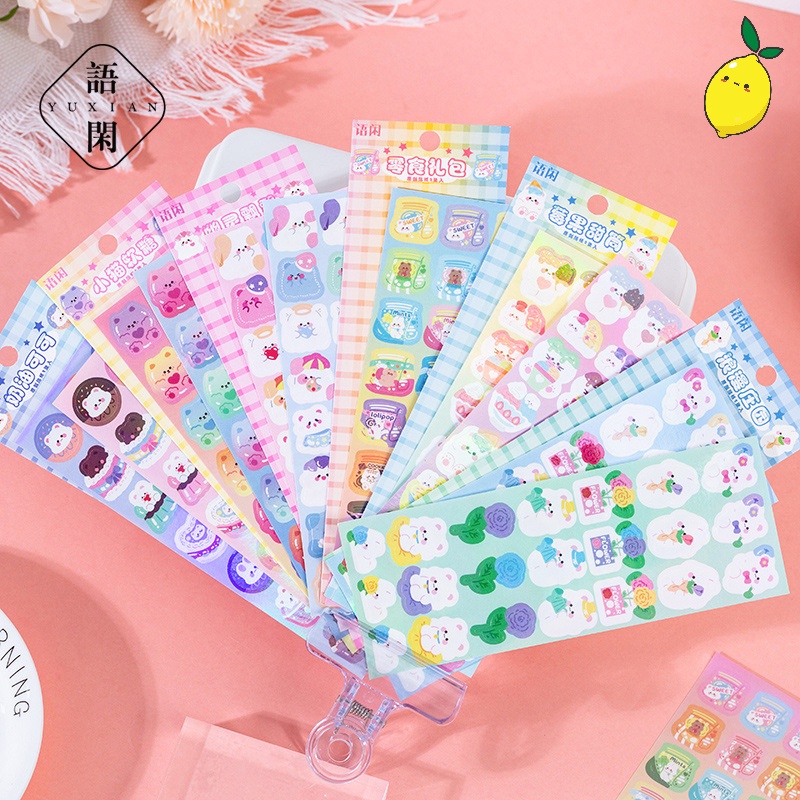 

Stiker Diary Lucu Bear and Rabbit Fantasia Diary Deco Stickers