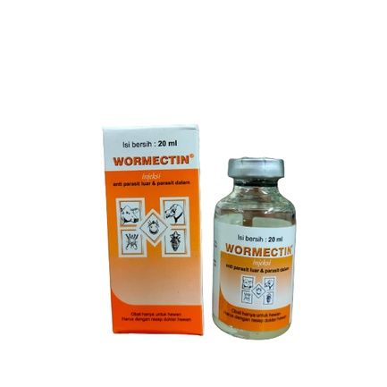 Wormectin 20 ml Obat Scabies,Kutu,Tungau pada Kelinci, Kucing, Anjing