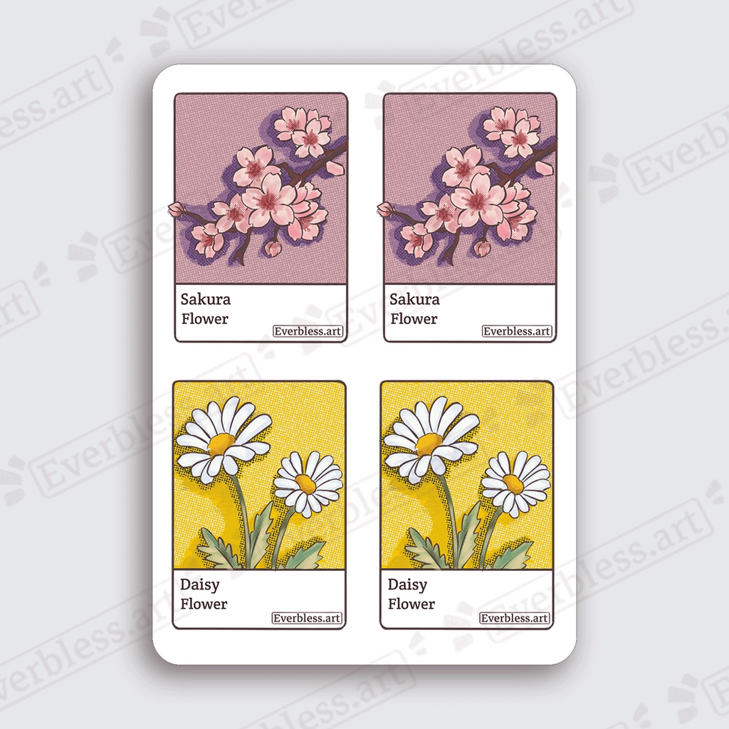 

Stiker sheets pantone/Sticker journaling/ sticker bunga sakura, daisy/stiker aesthetic bunga FS4