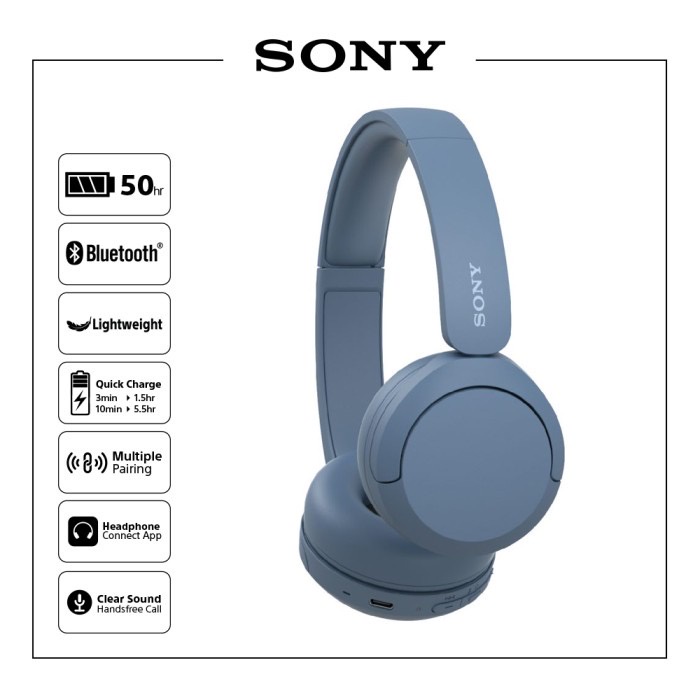 Sony Headphone Wireless On Ear WH-CH520 - Garansi Resmi Sony Indonesia 1 Tahun