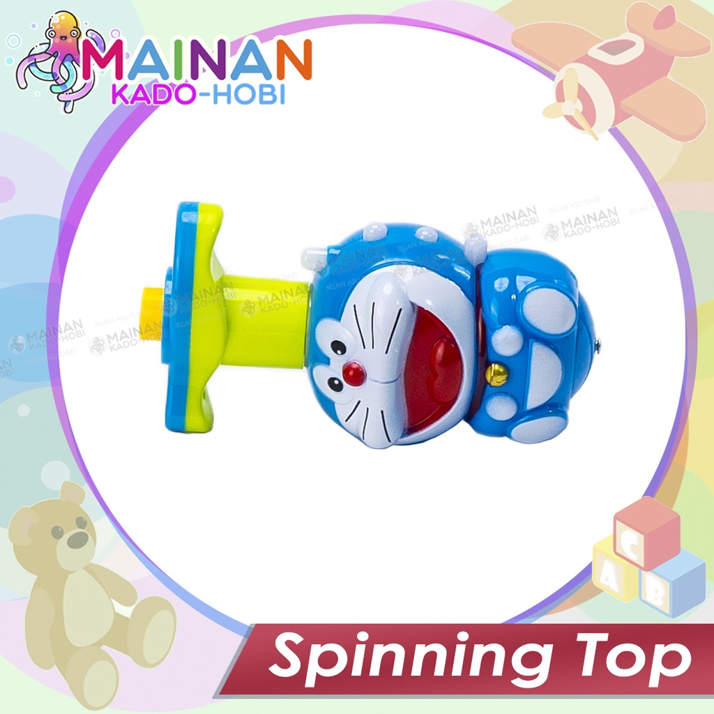 MAINAN ANAK EDUKASI SPINNING TOP PUTAR GANGSING LED DORAEMON