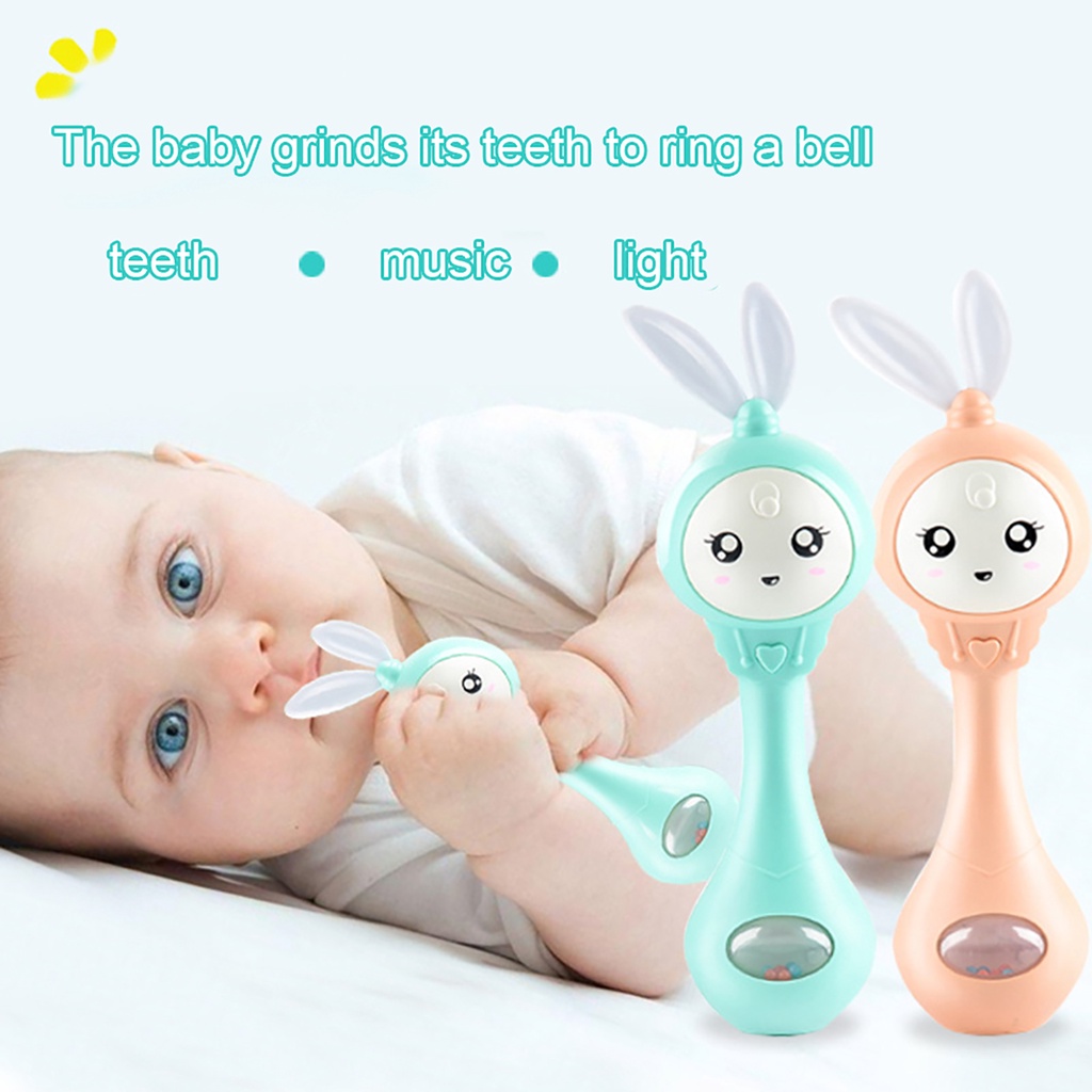 Baby rattle teether with light and sound