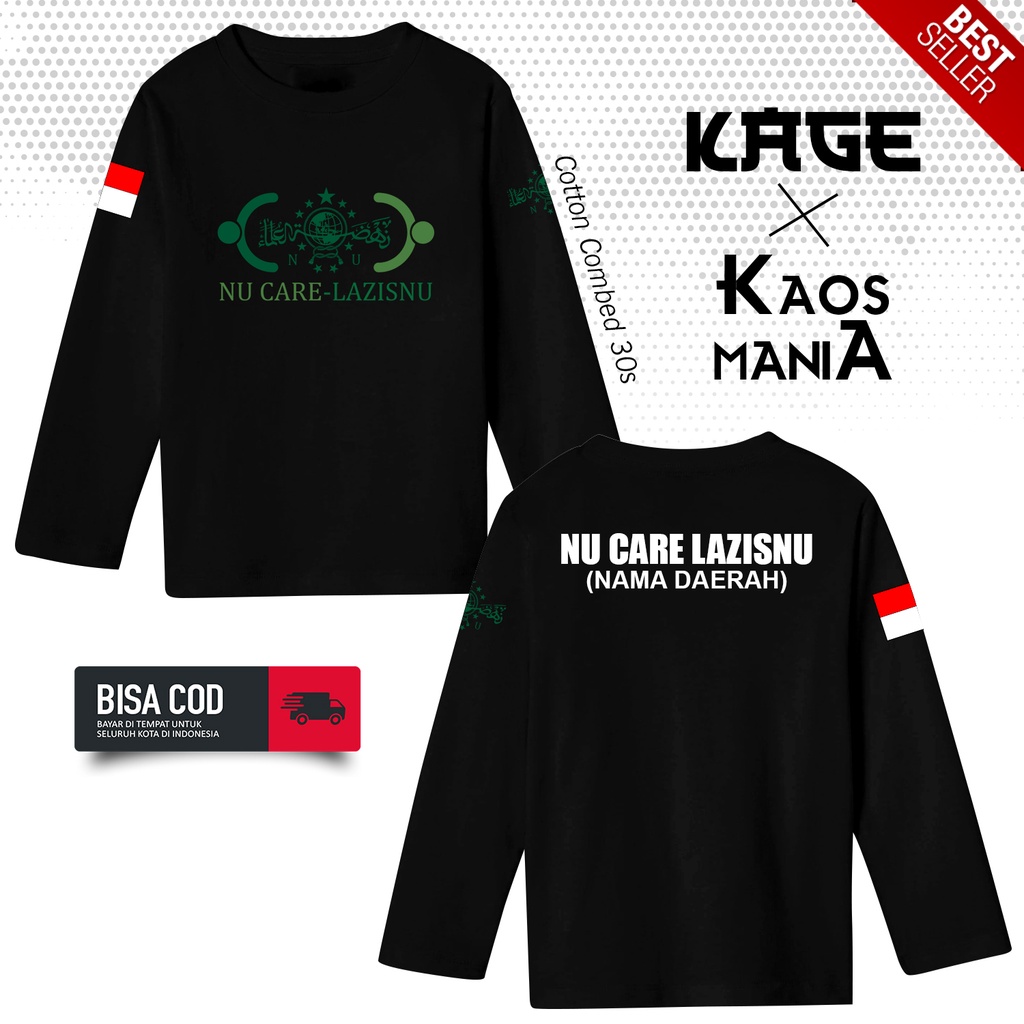 Baju Kaos Distro LAZISNU Tangan Panjang - Kaos NU Care Lazisnu Terbaru KAOS KAGE