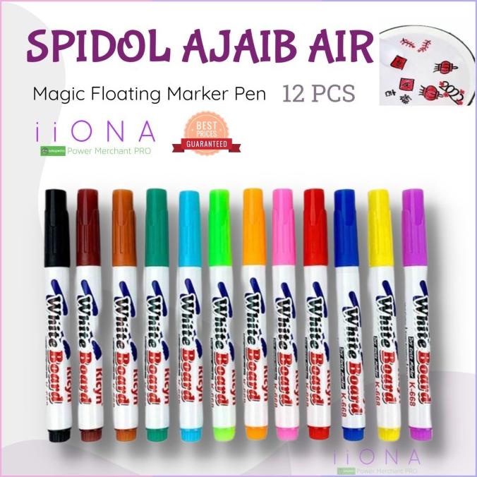 

SPIDOL AJAIB MENGAPUNG AIR Magic Floating Marker Pen Anak 12 warna ghe