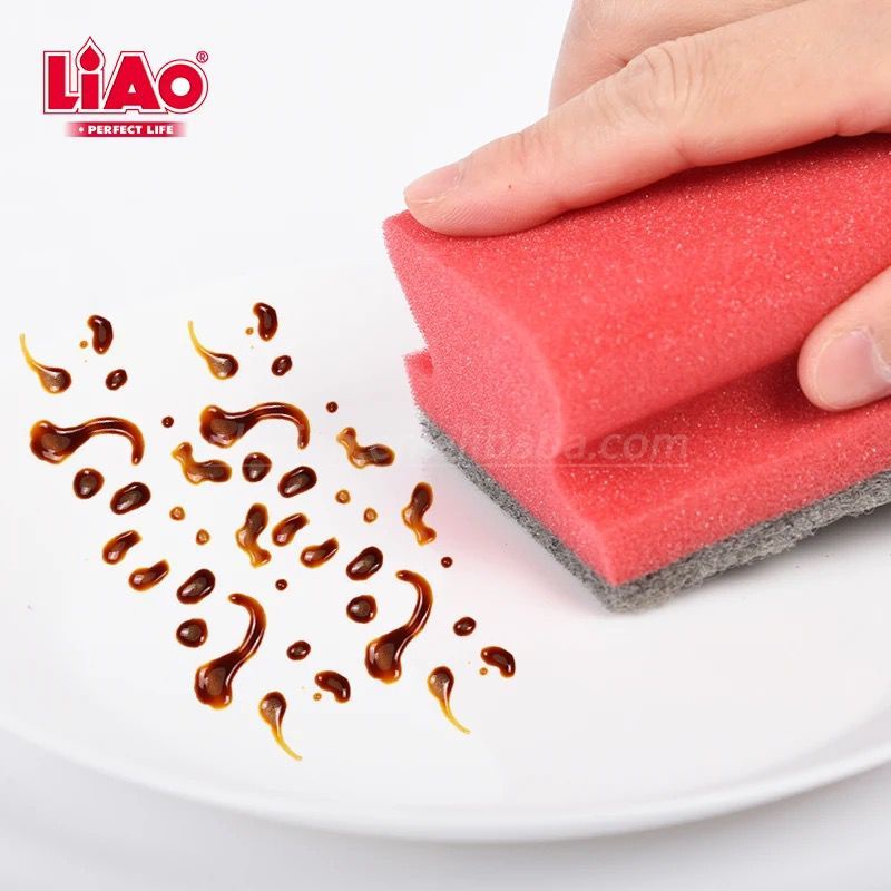 LIAO Spons Sabut Cuci Piring isi 3 pcs Anti Gores Sponge Serbaguna (H130030)