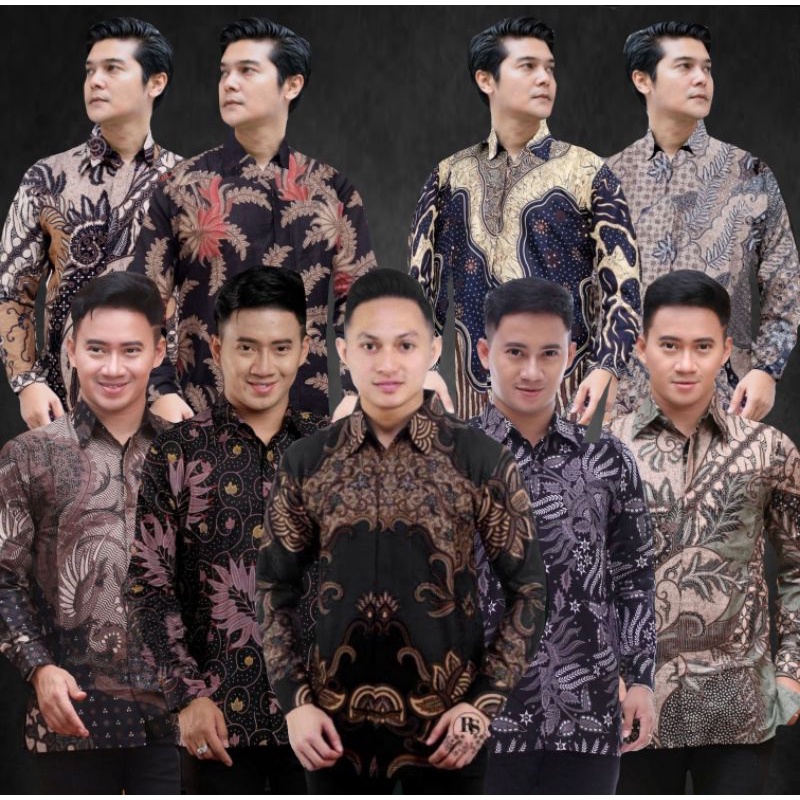 Batik Pria Lengan Panjang BATIK AZMIL HRB026 motif KERATONAN Kode 002 size M L XL XXL Reguler