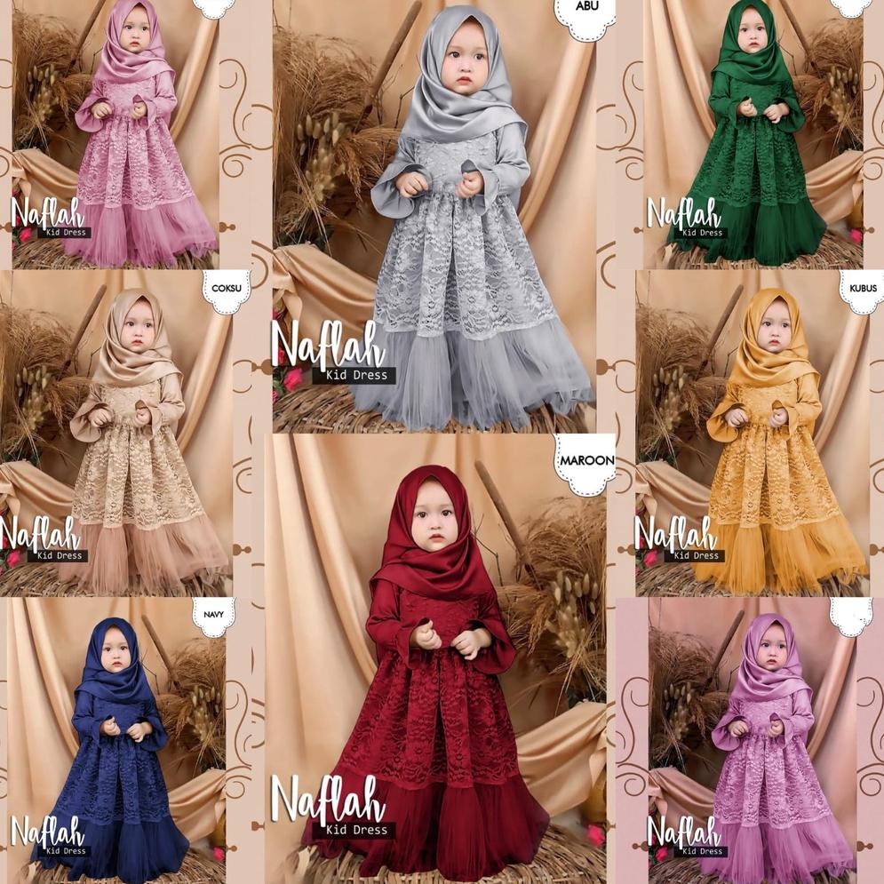 Terbukti MAXI DRESS NAFLAH FULL BRUKAT KID / GAMIS ANAK FULL BRUKAT NAFLAH 3-6 TAHUN / GAMIS ANAK MU