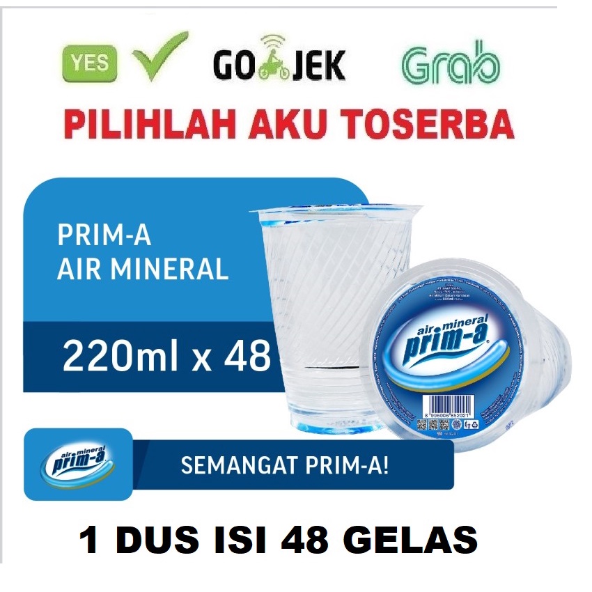 Air Mineral Prima Prim-A Cup / Gelas 220 ml - (HARGA 1 DUS ISI 48)