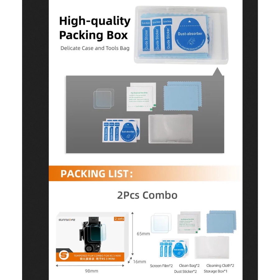 Sunnylife Protective Film Tempered Glass Screen Film for DJI RS 3 Mini