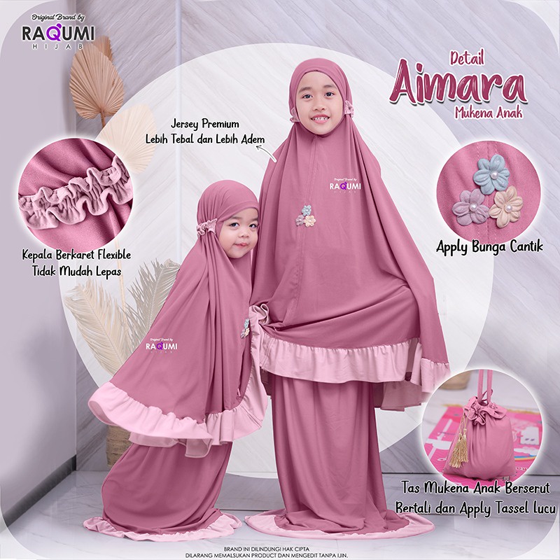Aimara Mukena Anak Jersey Premium Original Raqumi Mukena Couple Anak Mukena Raqumi