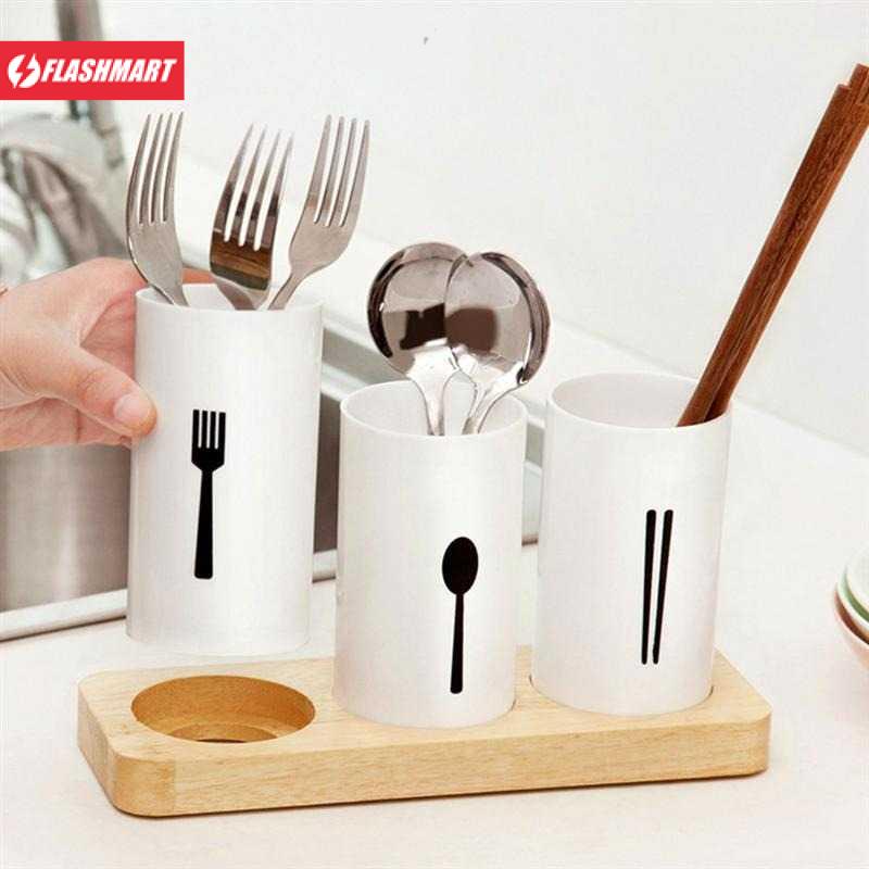 Flashmart Rak Organizer Dapur Tempat Sendok Garpu Kitchen Storage 3 Slot - NMD279