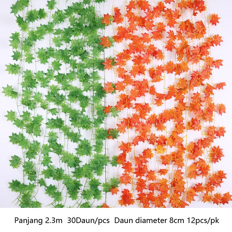 HAPPY TIME DAUN JUNTAI MAPLE (1 PACK=12 PCS)/ (1 PACK = 3 PCS) BUNGA PALSU PLASTIK MURAH ARTIFICIAL DEKORASI HIAS