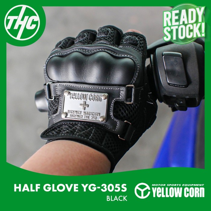 Terlaris Yellow Corn Riding Gloves Yg-305S Black