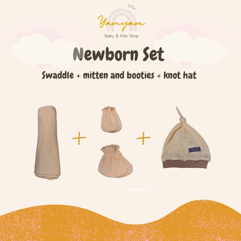 newborn set bedong set newborn paket bayi baru lahir package swaddle mitten booties knot hat bedong sarung tangan kaki sartaki stk topi bayi bolo bolo chiyoko diti baby