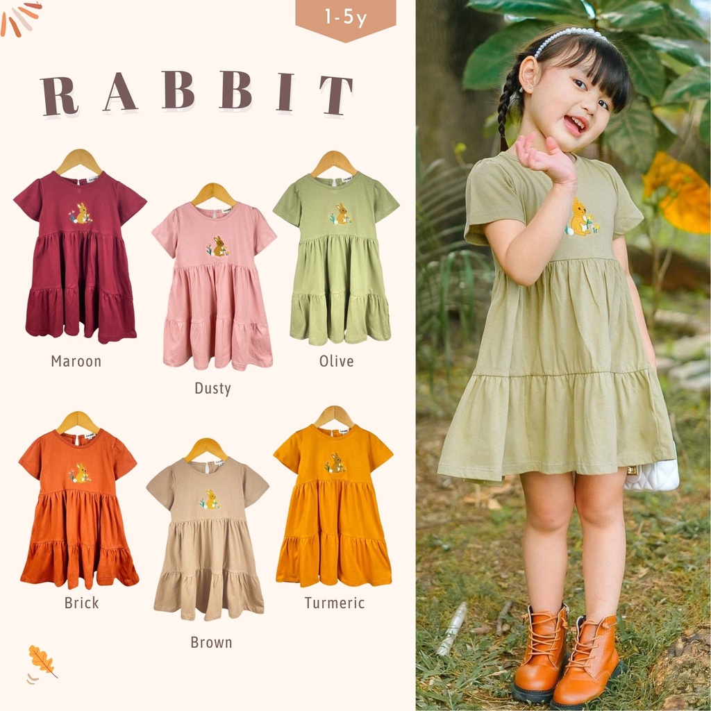 LUCUNA Dress Anak Rabbit | Baju Anak Perempuan 1-5 Tahun
