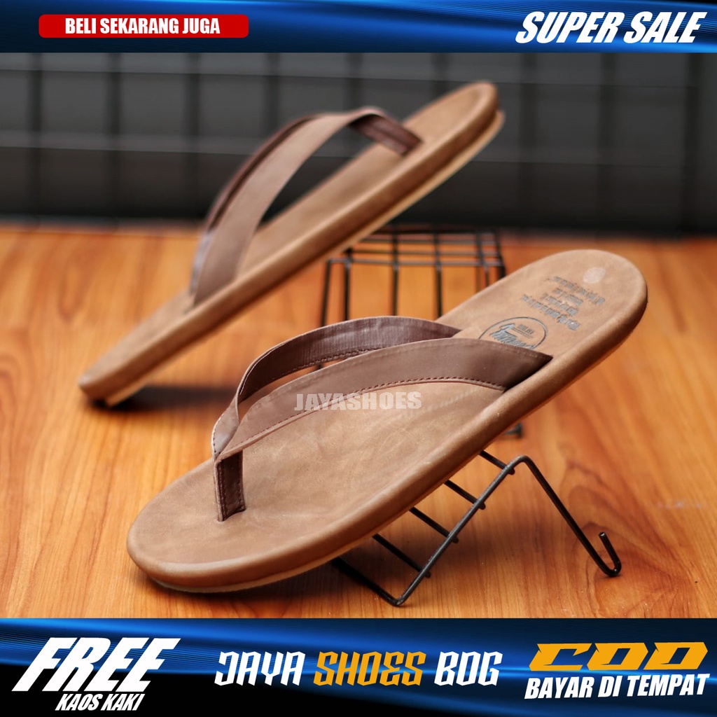 GOW Sendal Pria Casual Kulit Asli Original Distro Simple Ringan Anti Slip