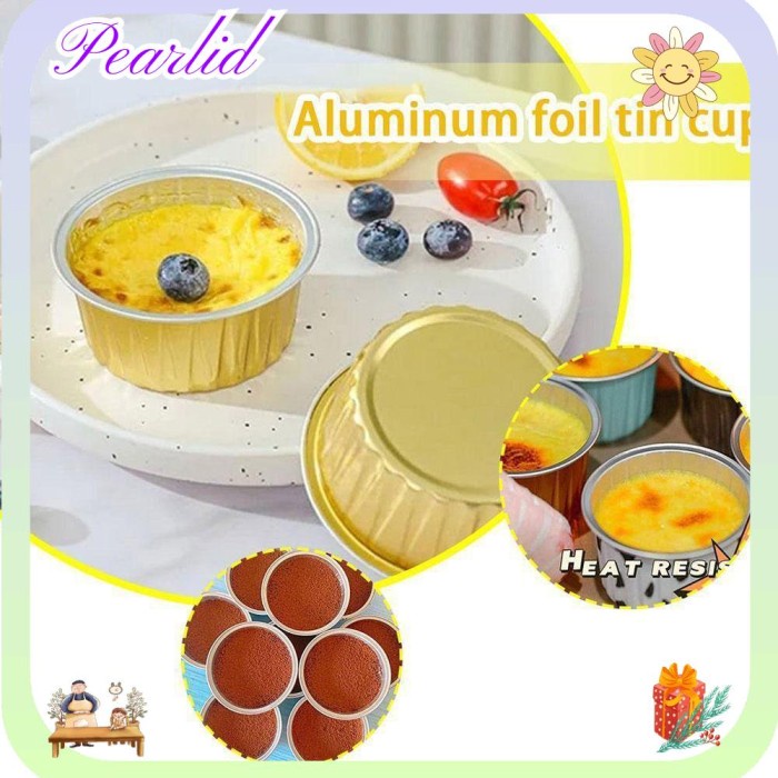 Foilku 10Pcs Aluminium Foil Tin Cup Praktis Kecil Baking Reusable