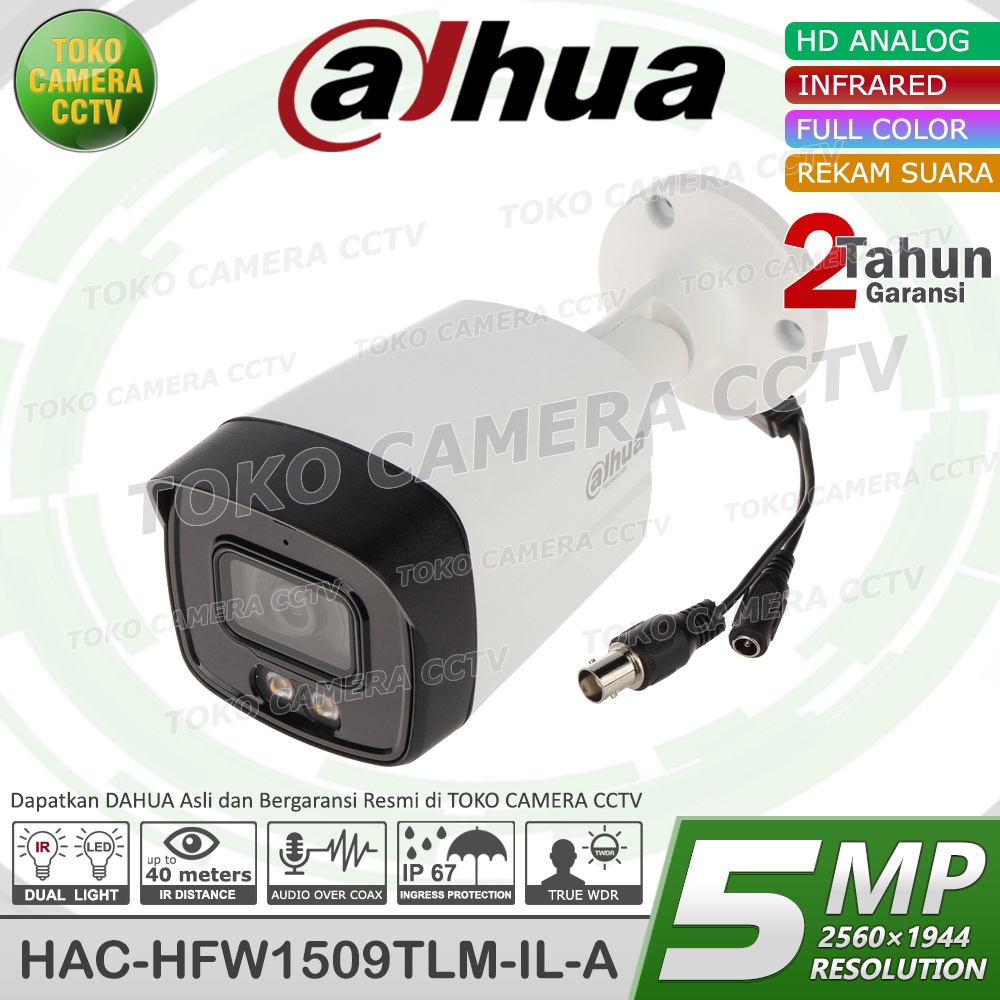 KAMERA CCTV 5MP AUDIO COLOR DAHUA HAC-HFW1509TLM-IL-A DUAL SMART LIGHT