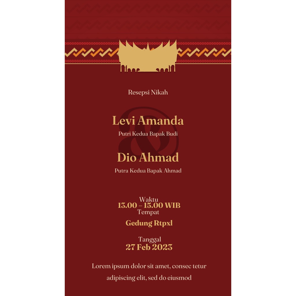 UNDANGAN DIGITAL VIDEO PERNIKAHAN TEMA ADAT TRADITIONAL ADAT SUMATERA MURAH DAN CEPAT PAKAI FOTO ATA