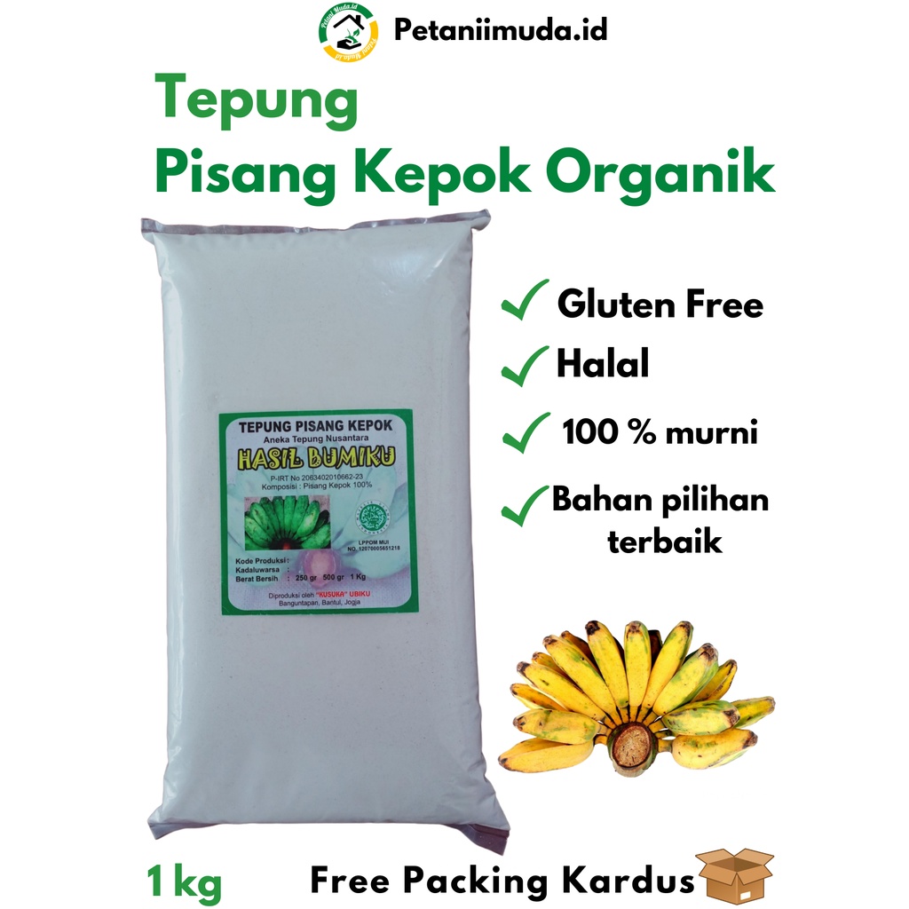 

Tepung Pisang Kepok Organik kemasan 1 KG