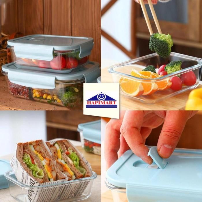 Glasslock Wadah Penyimpanan Makanan Kaca 3 in 1 Non Sekat Kedap Udara