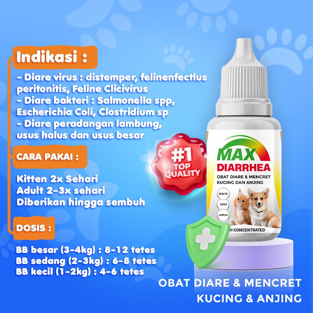 MAX DIARRHEA Obat diare kucing dan anjing obat mencret kembung pada kucing anjing masalah pencernaan kucing anjing 30ml