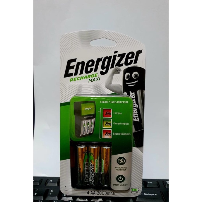 Charger Energizer Maxi Aa / Aaa + 4 Baterai Aa 2000 Mah Energizer