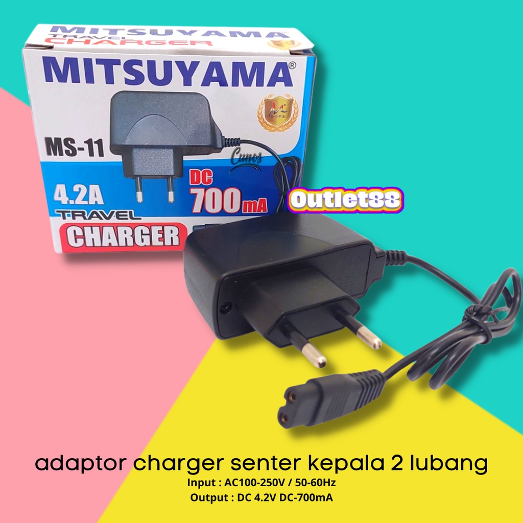 Charger Senter Kepala 2 Lubang Adaptor Cas Senter Kepala 8 Mitsuyama MS-11