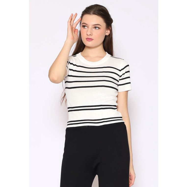 Blouse Rajut Wanita - Atasan Rajut Salur - Voerin Gina Knit Top