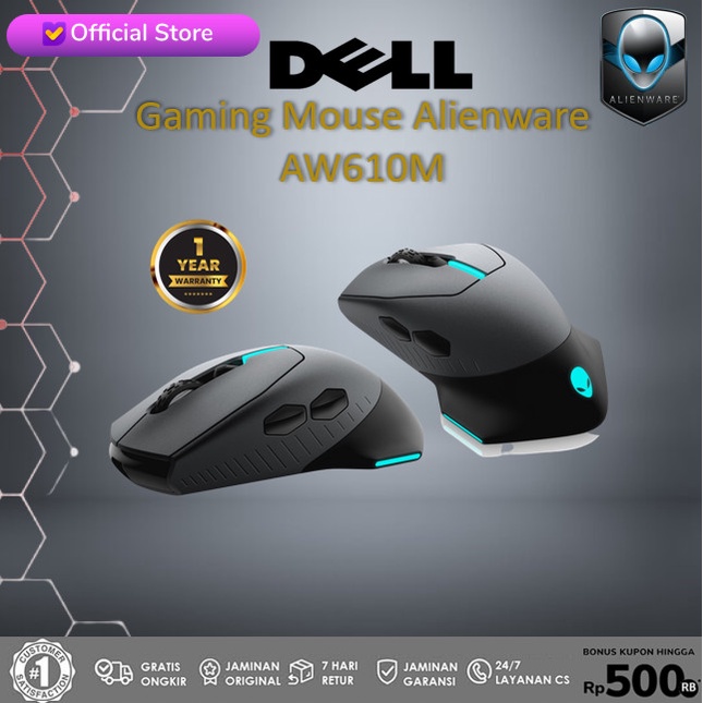 Moga Gaming Mouse Alienware Wired/Wireless - Aw610M