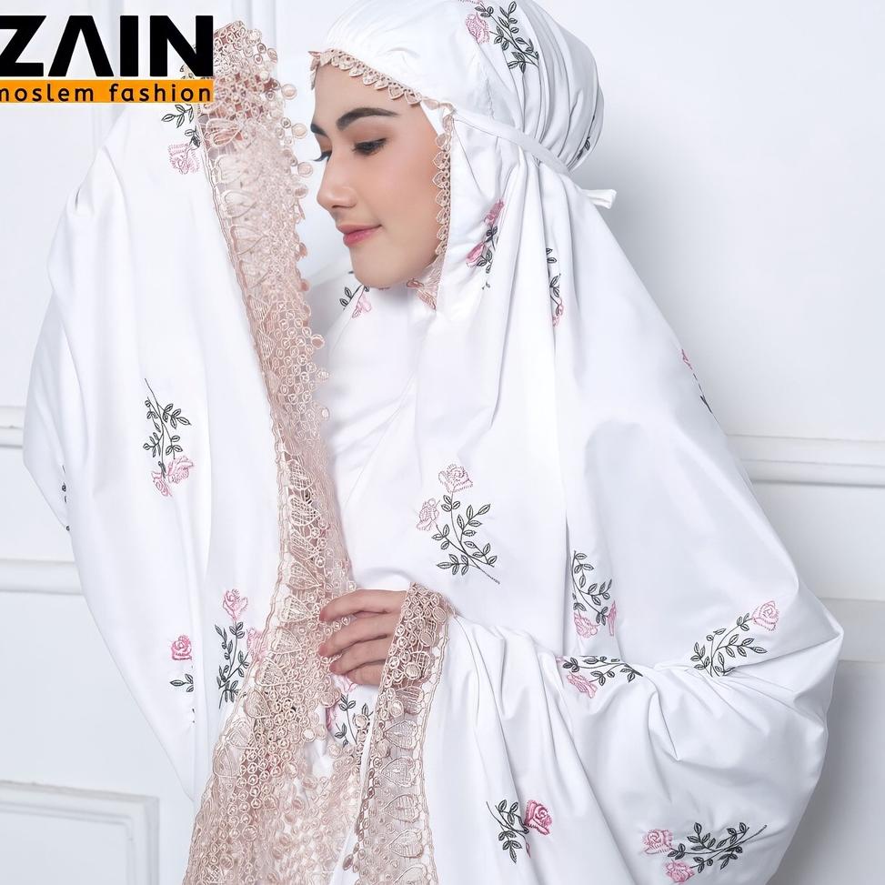 MENARIK ZAIN - Mukena Dewasa Katun Premium Bordir Bunga Camelia Cantik Jumbo