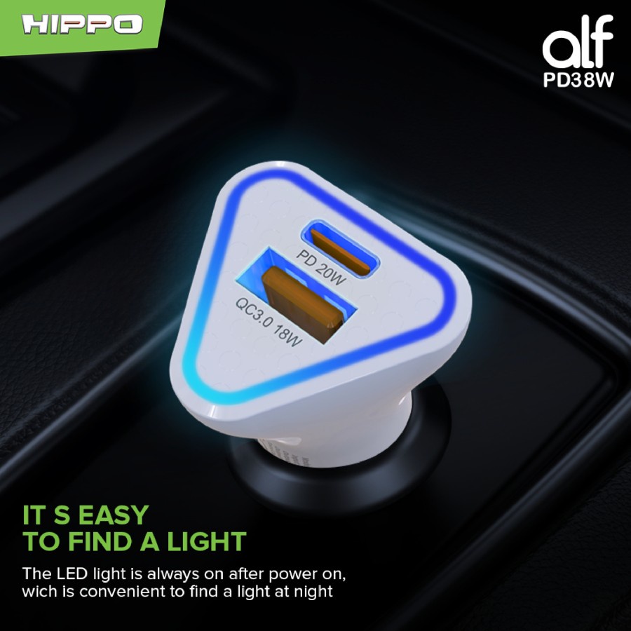 Hippo ALF 2 Car Charger Mobil Quick Fast Charging + PD Total 38W - VP