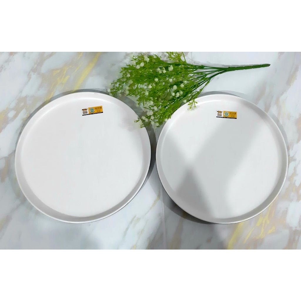 PIRING SALAD warna putih doff dan merah kecoklatan 6 inch PGD-06C5, MT CREAM melamine GOLDEN DRAGON