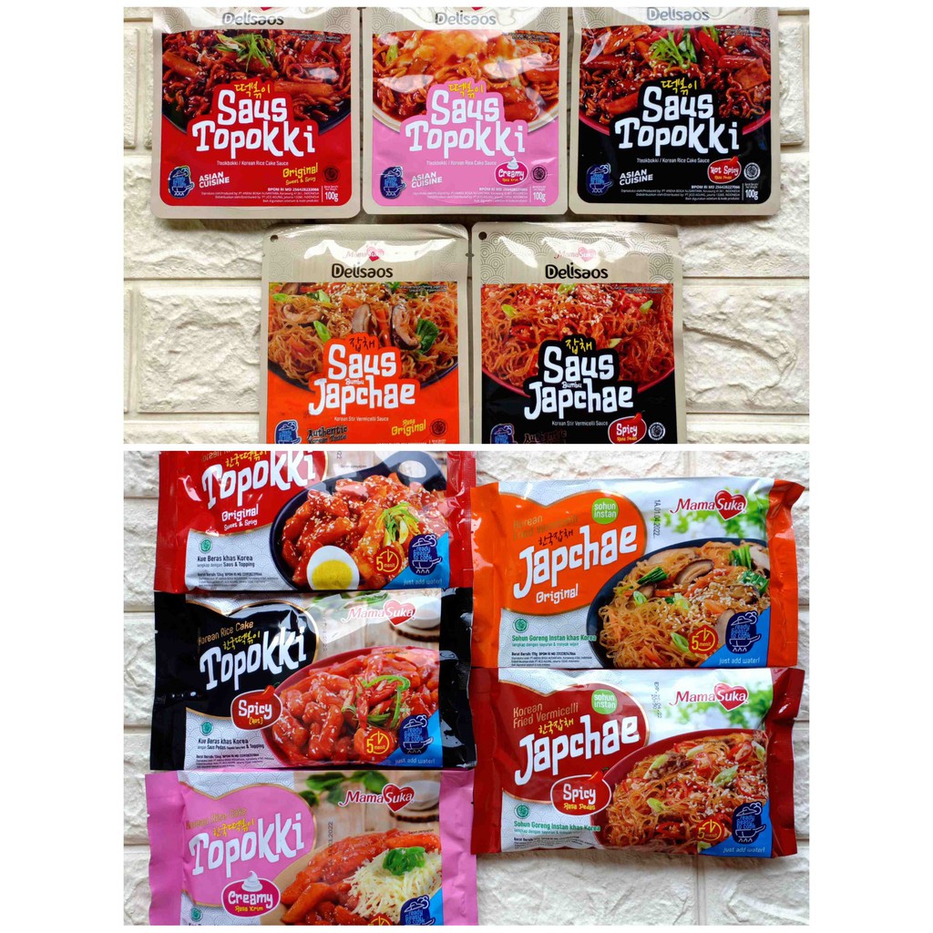 

Mamasuka Delisaos Saus Topokki Bumbu Japchae Saos Tteokbokki Korean Rice Cake Sauce toppoki topoki instan Japchae Korea Instan