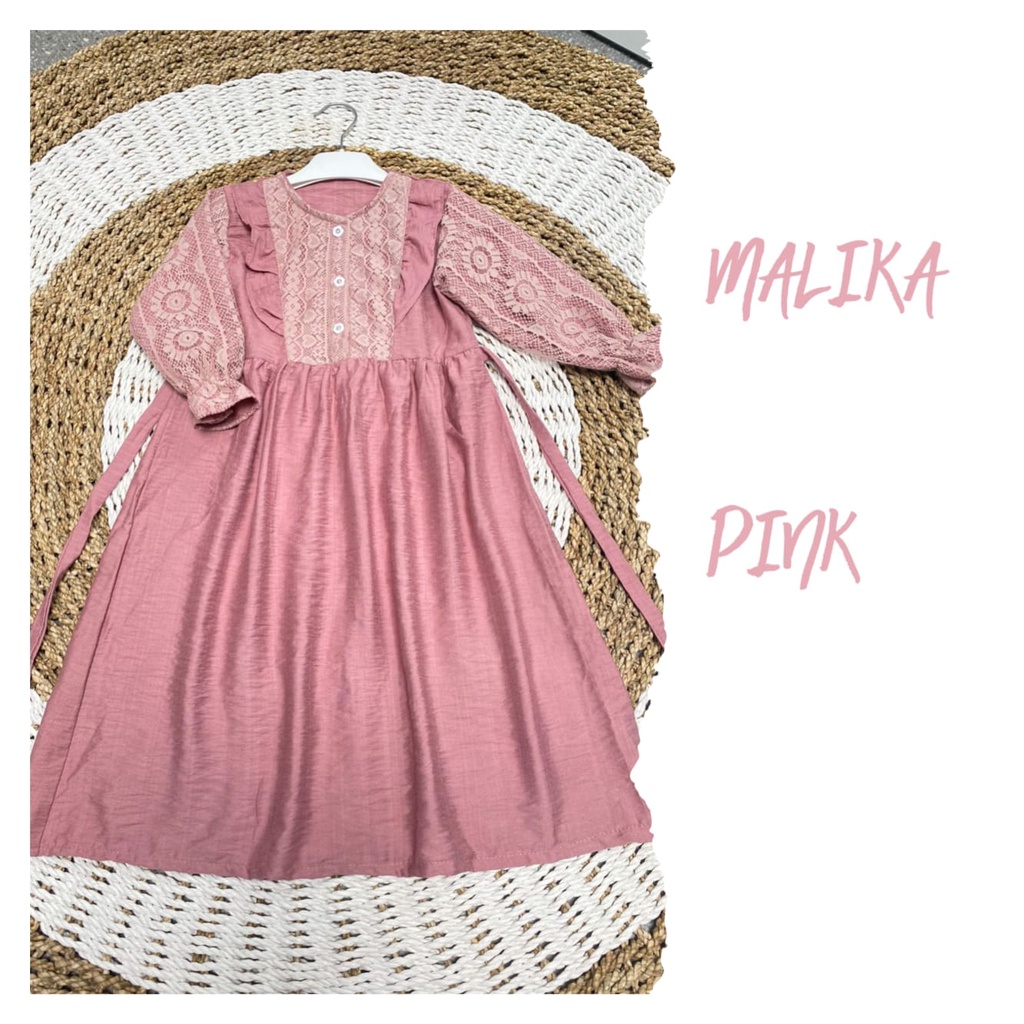 Gamis Couple Ibu dan Anak Malika usia 1-10 tahun bahan Pololinen mix Brukat Malika