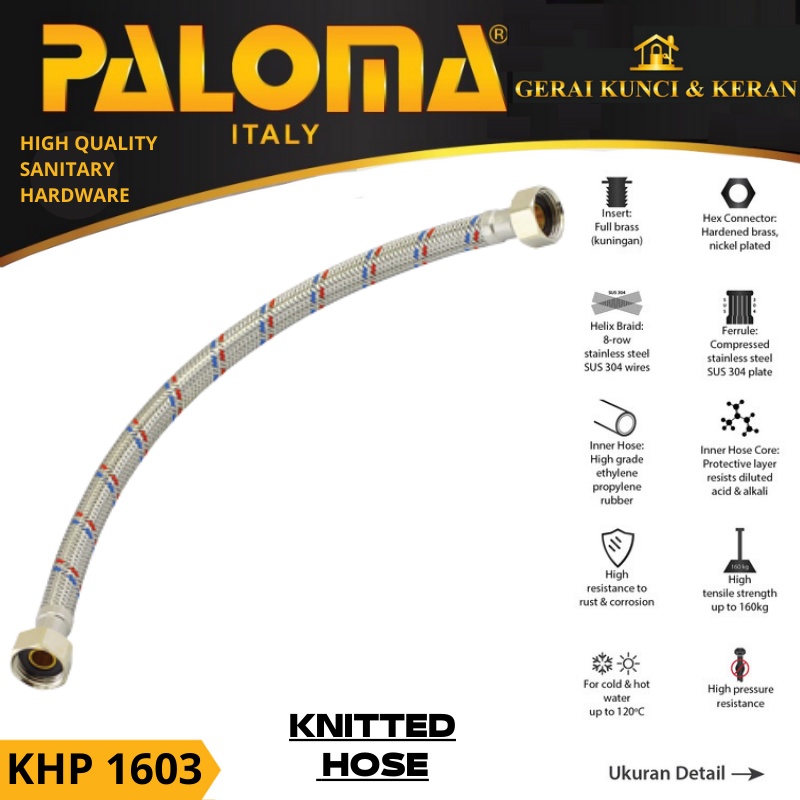 PALOMA KHP 1603 Selang Anyam Stainless Steel 30cm Flexible Knitted Hose