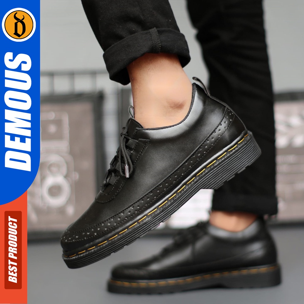 Demous Samanosuke - Sepatu Formal Pantofel Docmart Kerja Hitam Pria