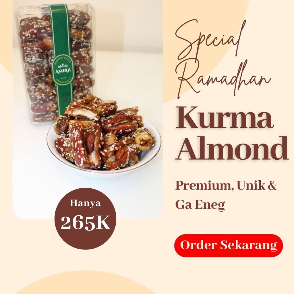 

(TERJANGKAU) Kurma Almond Murah Rasa Premium Lembut Legit Taburan Wijen Aman untuk Ibu Hamil