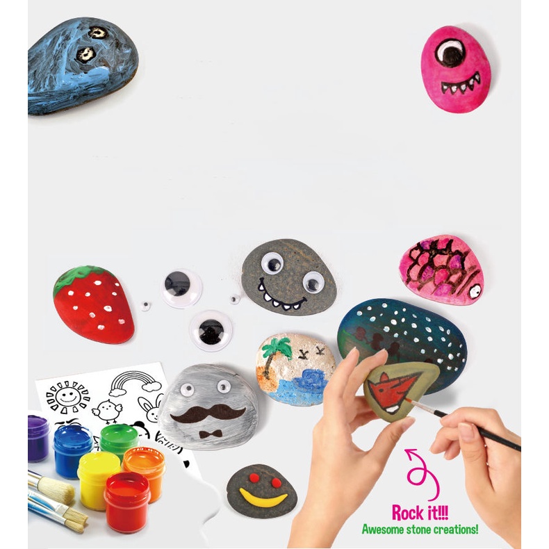 Mainan DIY Melukis 3D Stone Pet Painting Set Mainan Montessori Anak