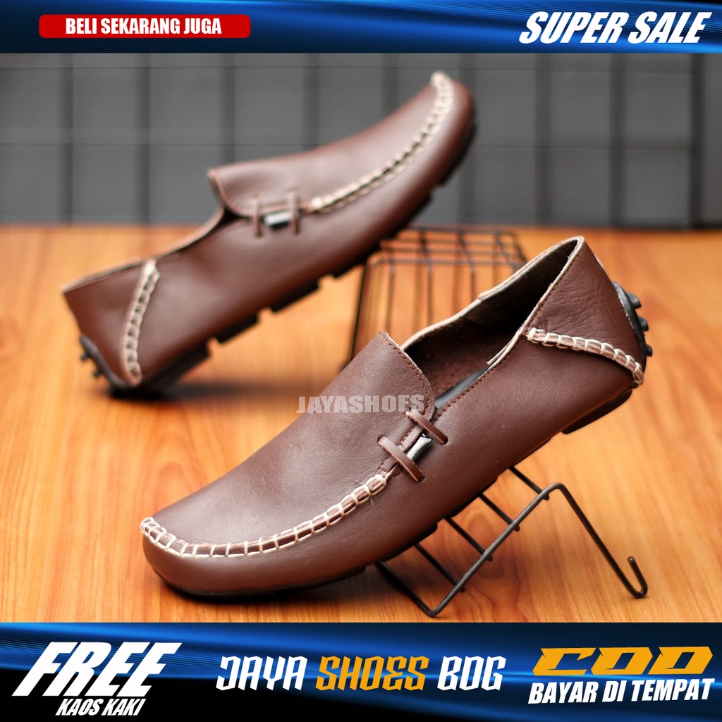 MOCLE|Sepatu Formal Casual Pria Kulit Asli Kerja Kantor Slop Santai Cowok